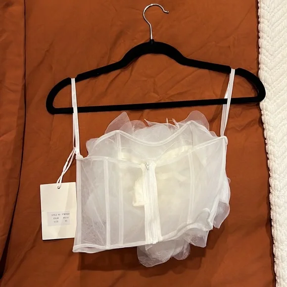 NWT Par Violet XS Floral Tribute Bustier White - Picture 2 of 4